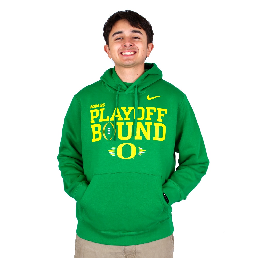 Classic Oregon O, Nike, Green, Hoodie, Men, Unisex, Football, Postseason, Round 1, Playoff Bound, Pullover, Sweatshirt, 913862